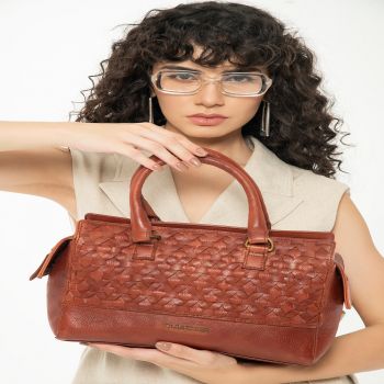 Nantes cross weave hand bag (Cognac)